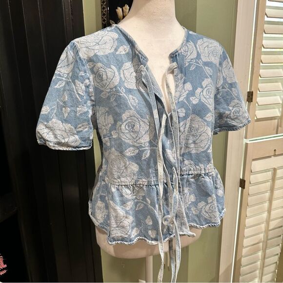 ONLY x ASOS Blue Floral Denim Set – Medium Top & Large Shorts - Picture 7 of 14